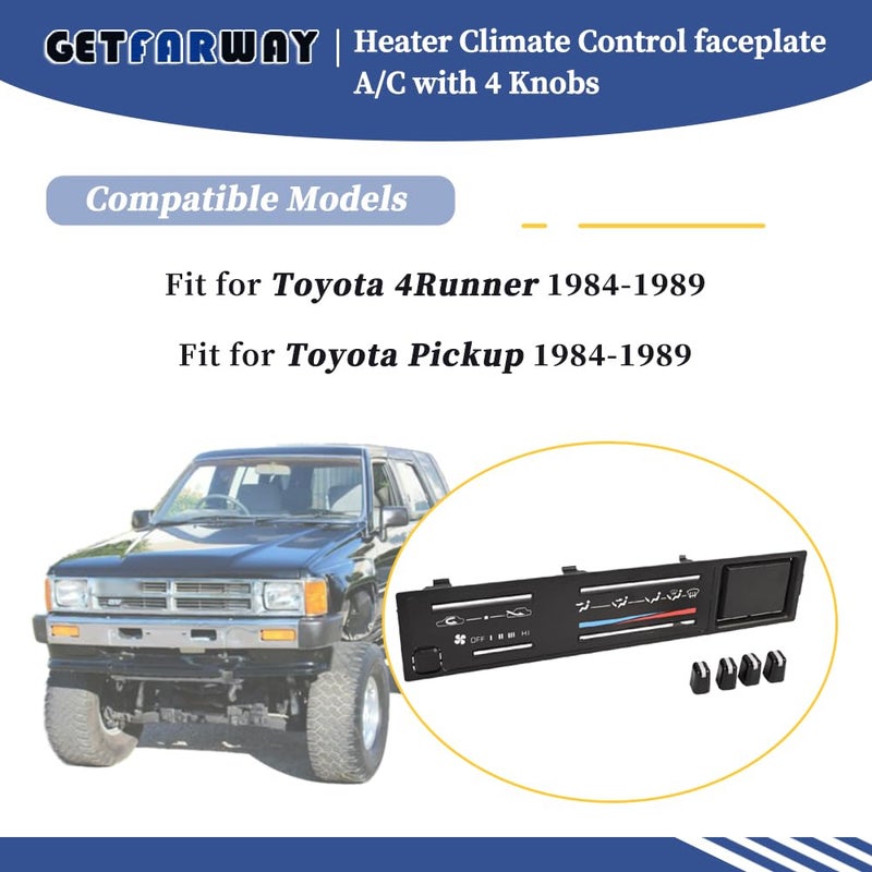 Getfarway لوحة تحكم تكييف الهواء مع 4 أزرار 55519-89143 متوافقة مع تويوتا 4رانر│بيك أب 1984 1985 1986 1987 1988 1989 - Image 2